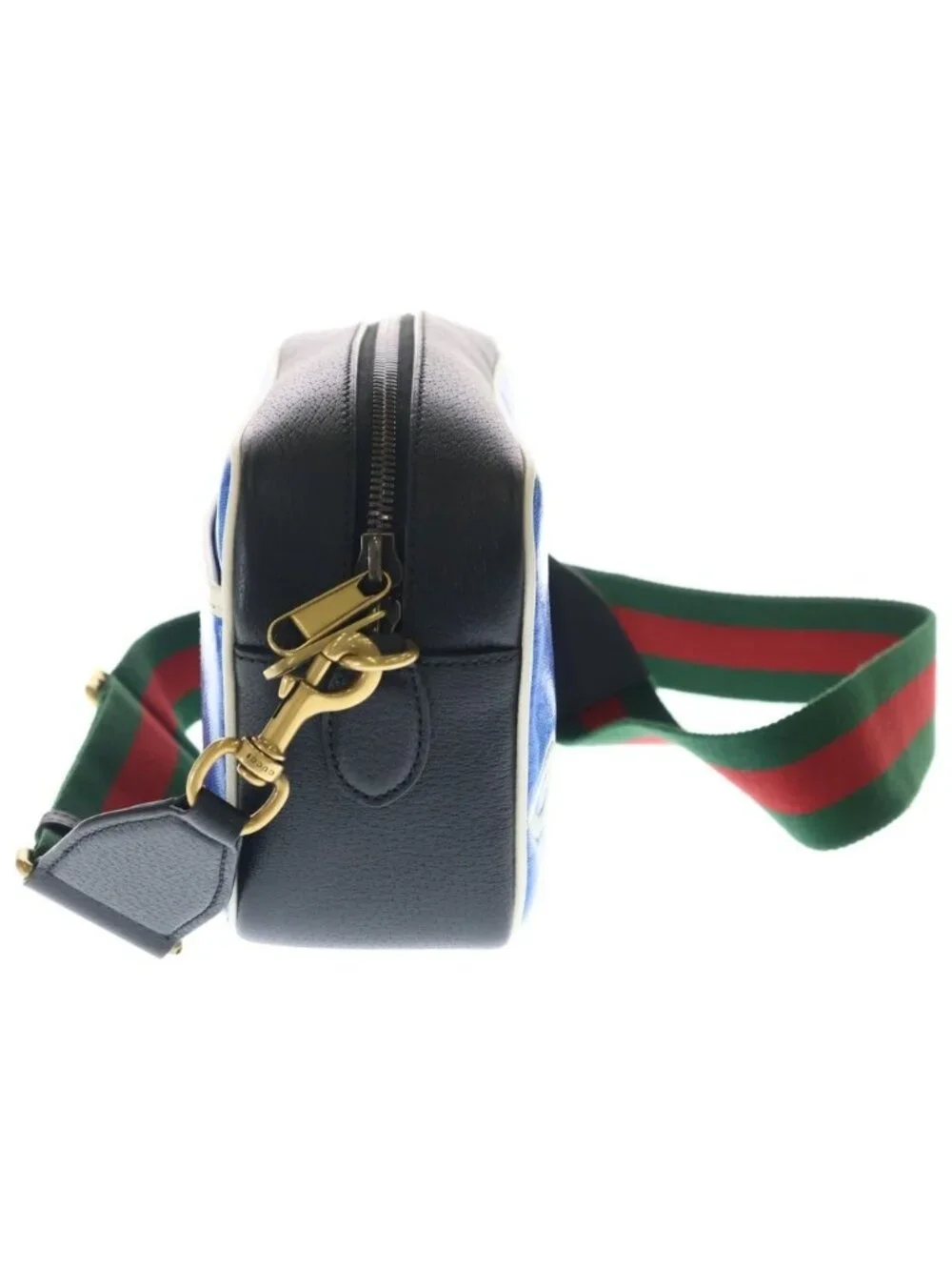 Gucci Adidas Logo Leather Shoulder Bag Black Blue